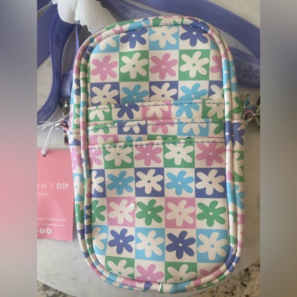 SKINNY DIP LONDON Women's Danni Mini Phone Crossbody  Bag Pastel floral check - Picture 5 of 10